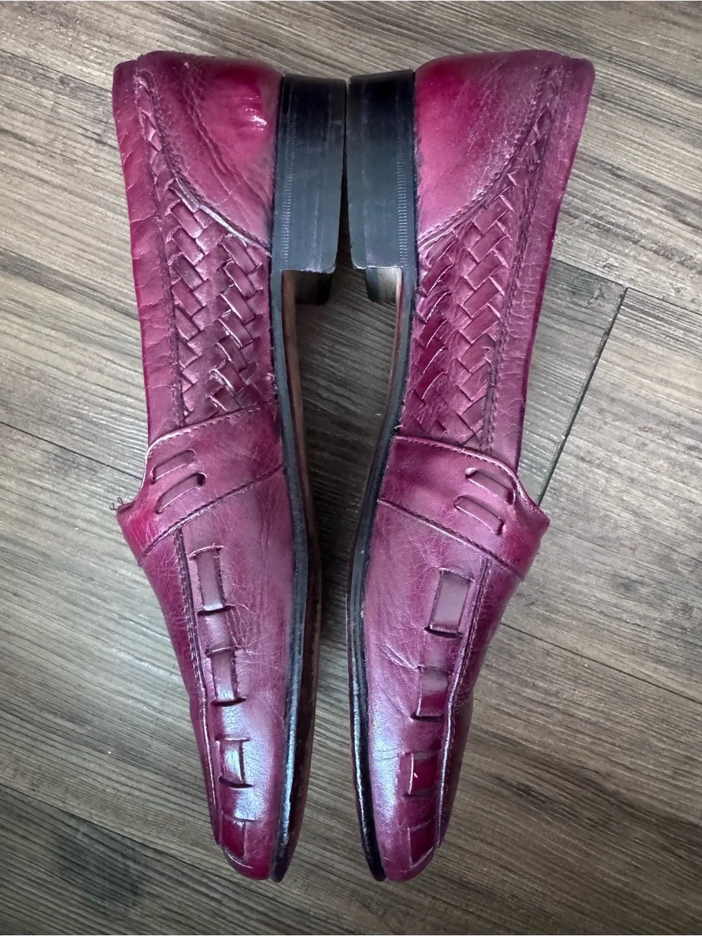 Vintage Men's Bill Blass Burgundy Leather Slip-On Loafers